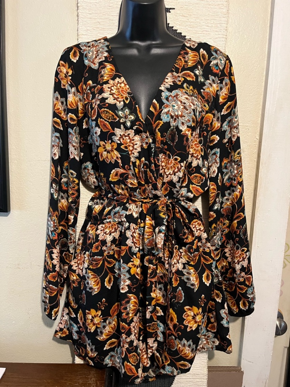 Floral V neck Mini Romper 70s aesthetic